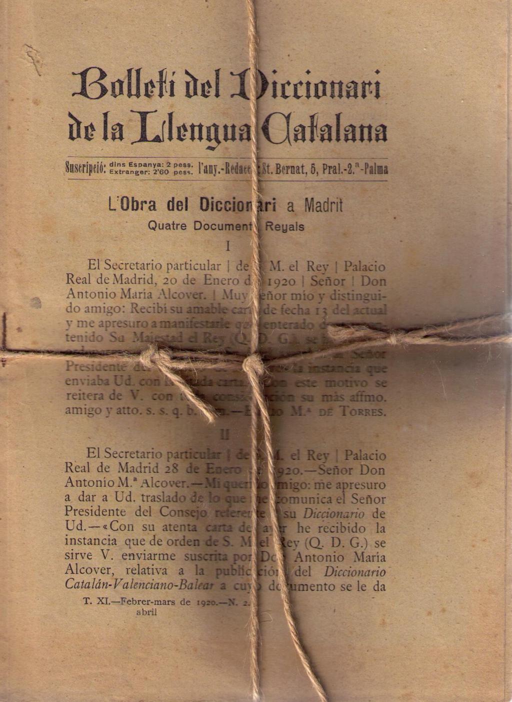 Coberta de Bolletí del Diccionari de la Llengua Catalana (Tom XI, números II i III)